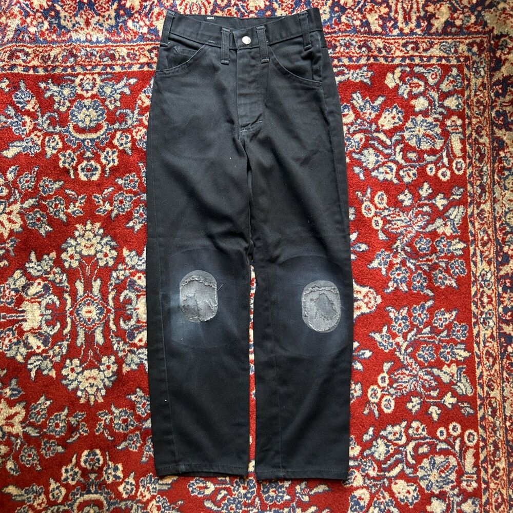 VTG 70'S JC Penney Penn Prest Black Jeans Worn Knees Size 10